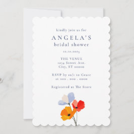 Invitación Ducha de novia floral de adormidera audaz