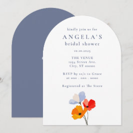 Invitación Ducha de novia floral de adormidera audaz