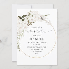 Invitación Ducha de novia floral de Boho blanco