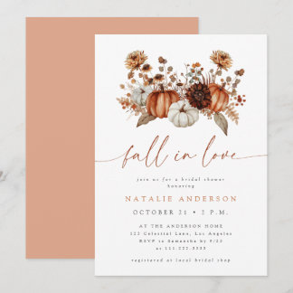 Invitación Ducha de Novia Floral de Calabaza Otoñal