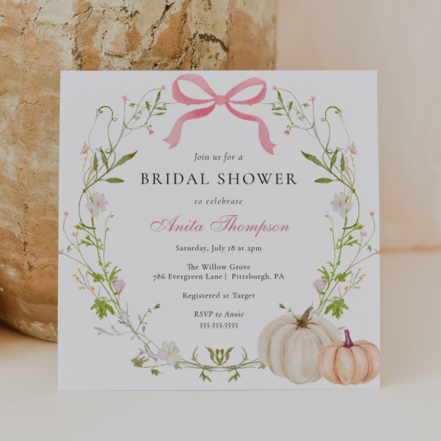 Invitación Ducha de novia floral de calabaza rosa (Subido por el creador)