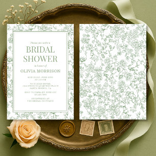 Invitación Ducha de novia floral de chinoisería francesa en v