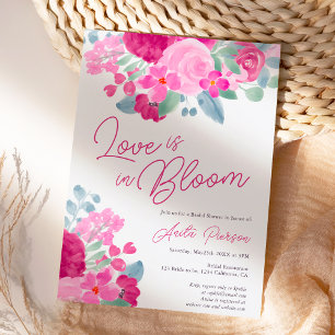 Invitación Ducha de novia floral de ciruela rosa negrita