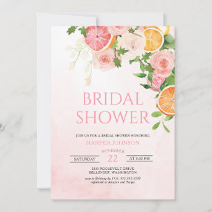 Invitación Ducha de novia floral de cítricos
