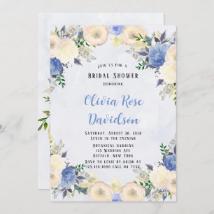Invitación Ducha de novia floral de color amarillo pálido y a