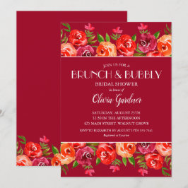 Invitación Ducha de novia floral de color brunch y burbuja
