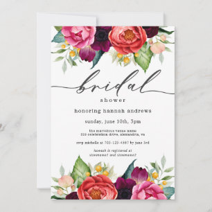 Invitación Ducha de novia floral de color de agua de boho rús