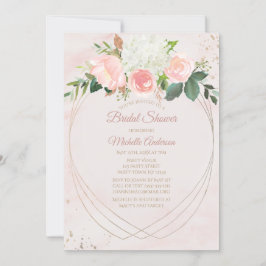 Invitación Ducha de novia floral de color dorado rosado de Ru