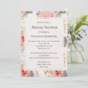 Invitación Ducha de novia floral de color gris de Rubor