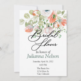 Invitación Ducha de novia floral de color rosa y azul