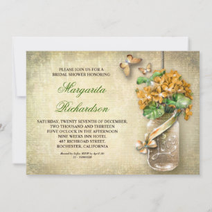 Invitación ducha de novia floral de edad rústica invita a