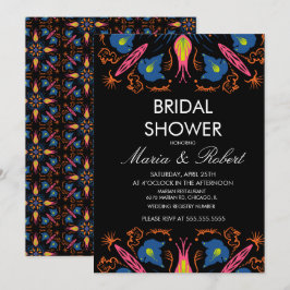Invitación Ducha de Novia Floral de Elefante Indio Negro