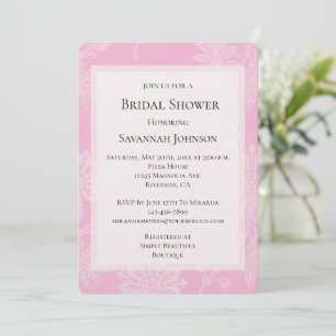 Invitación Ducha de novia floral de encaje rosa bonito
