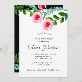 Invitación Ducha de novia floral de eucalipto verde blanco ne