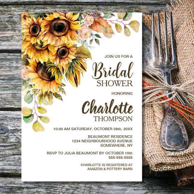 Invitación Ducha de novia floral de girasol (Subido por el creador)