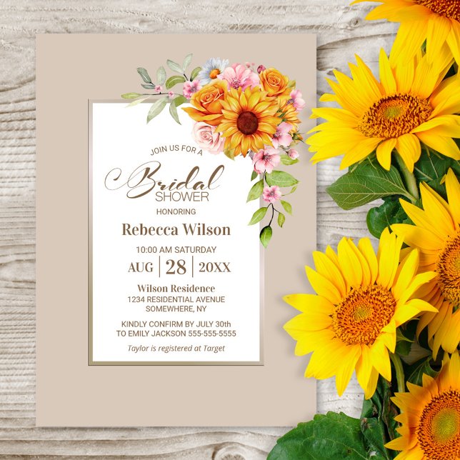 Invitación Ducha de novia floral de girasol (Subido por el creador)