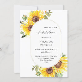 Invitación Ducha de novia floral de girasol y eucalipto