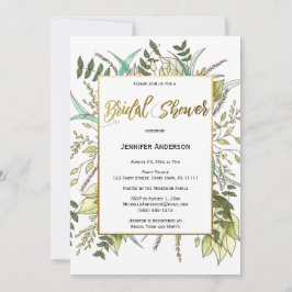 Invitación Ducha de novia floral de hoja verde