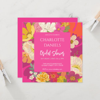 Invitación Ducha de Novia Floral de Jardín Rosa