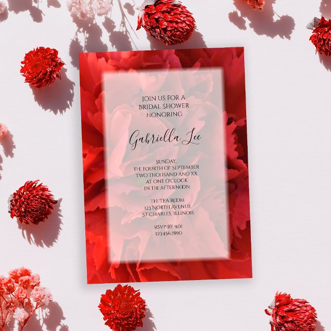 Invitación Ducha de novia floral de la Carnación Roja (Subido por el creador)