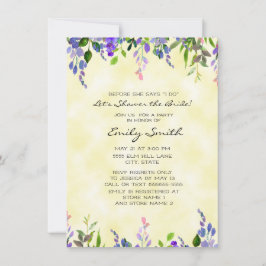 Invitación Ducha de novia floral de lavanda amarilla