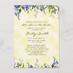 Invitación Ducha de novia floral de lavanda amarilla