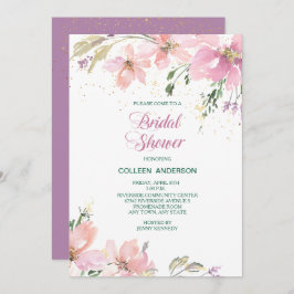 Invitación Ducha de novia floral de lavanda rosa