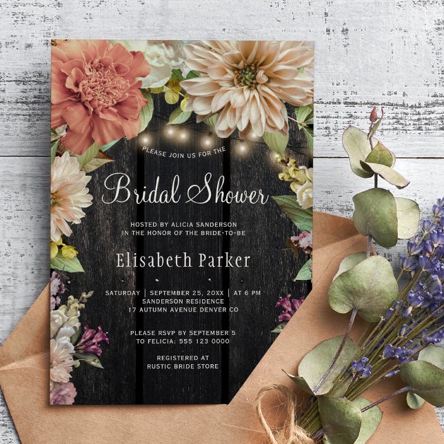 Invitación Ducha de novia floral de madera rústica (Subido por el creador)