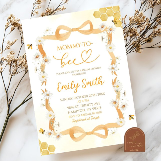 Invitación Ducha de Novia Floral de Margaritas Mamá Abeja (Subido por el creador)