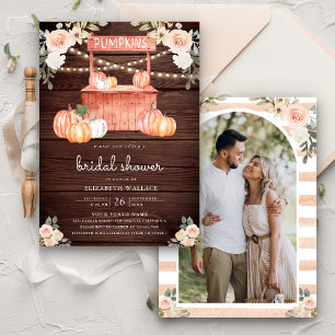 Invitación Ducha de Novia Floral de Melocotón y Calabaza de M