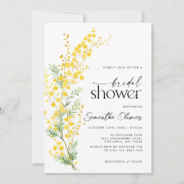 Invitación Ducha de novia floral de Mimosa dorada de primaver