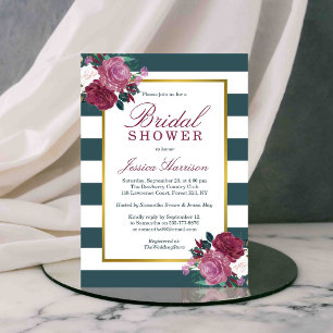 Invitación Ducha de novia floral de moda Stripes