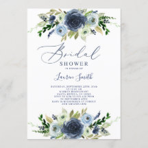 Ducha de novia floral de Navy Blue