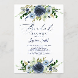 Invitación Ducha de novia floral de Navy Blue