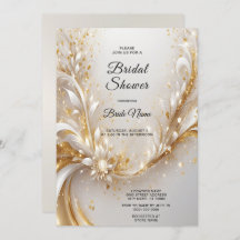 Ducha de novia floral de oro blanco