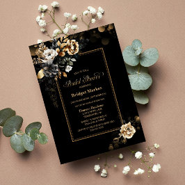 Invitación Ducha de novia floral de oro negro