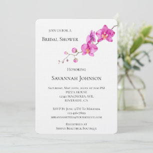 Invitación Ducha de Novia Floral de Orquídea Rosa
