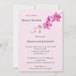 Invitación Ducha de novia floral de orquídea rosa
