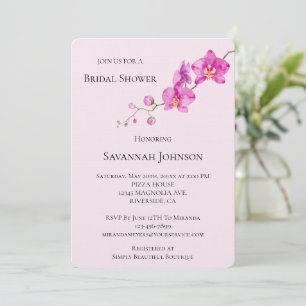 Invitación Ducha de novia floral de orquídea rosa