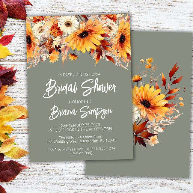 Invitación Ducha de novia floral de otoño verde (Subido por el creador)
