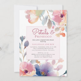 Invitación Ducha de Novia Floral de Parejas Pétalos y Prosecc