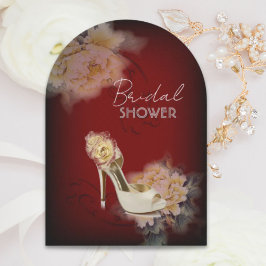 Invitación ducha de novia floral de peonia vintage burdeos mo