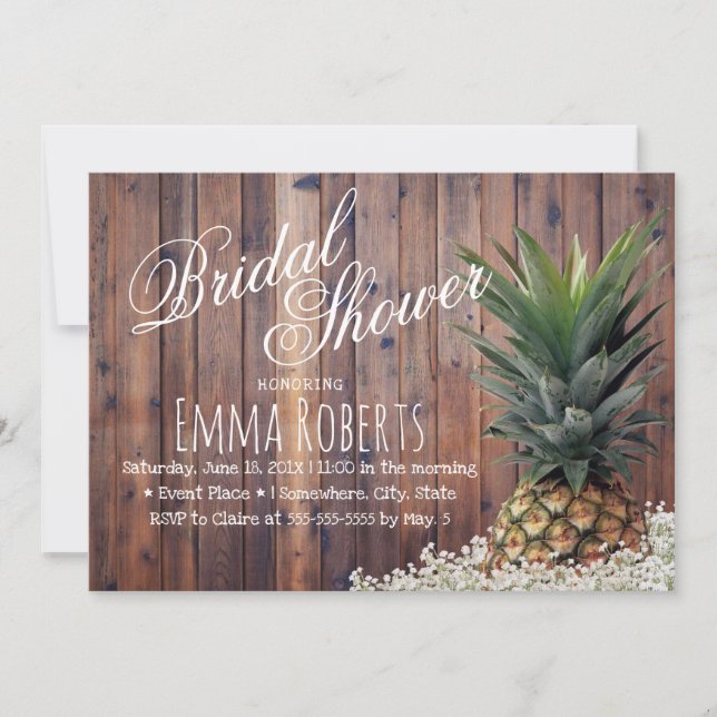 Invitación Ducha de novia floral de piña tropical (Anverso)