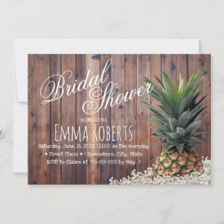 Invitación Ducha de novia floral de piña tropical