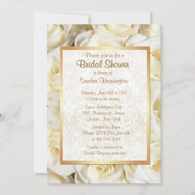 Invitación Ducha de novia floral de rosa blanca (Anverso)
