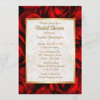 Invitación Ducha de novia floral de rosa roja