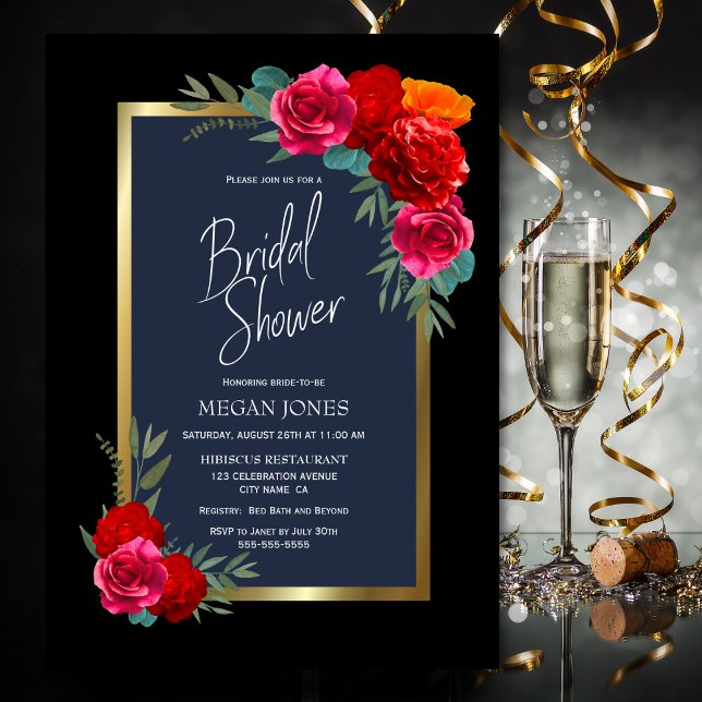 Invitación Ducha de novia floral de rosa roja (Subido por el creador)