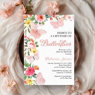 Invitación Ducha de Novia Floral de Toda una Vida de Mariposa