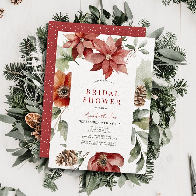 Invitación Ducha de novia floral de vacaciones de Poinsettia  (Subido por el creador)