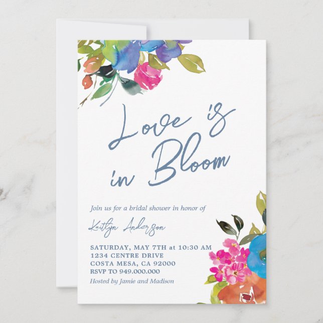 Invitación Ducha de novia floral de verano audaz (Anverso)